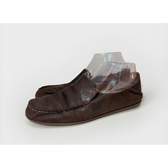 OluKai Women's Nohea Nubuck Leather Loafers Slip On Shoes Brown Flat SIZE 10 - Picture 1 of 14
